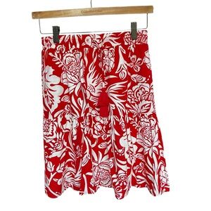 Knox Rose Red and White Patterned Skirt